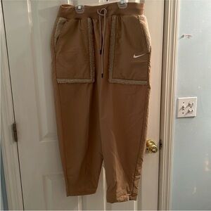Nike Beige Joggers with Sherpa Detail